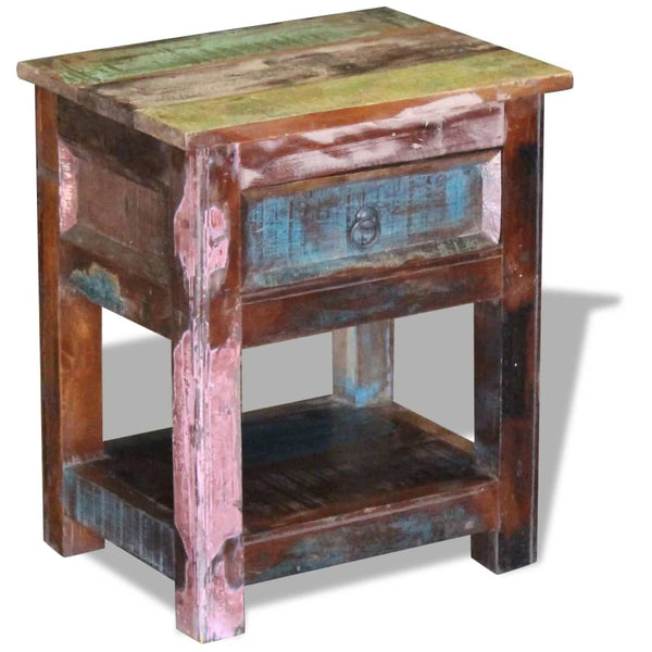 Vidaxl Side Table With 1 Drawer Solid Reclaimed Wood 43X33x51 Cm Side Tables