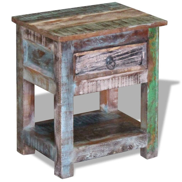 Vidaxl Side Table With 1 Drawer Solid Reclaimed Wood 43X33x51 Cm Side Tables