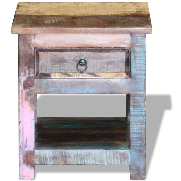 Vidaxl Side Table With 1 Drawer Solid Reclaimed Wood 43X33x51 Cm Side Tables