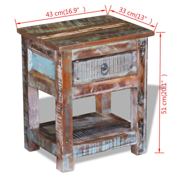 Vidaxl Side Table With 1 Drawer Solid Reclaimed Wood 43X33x51 Cm Side Tables