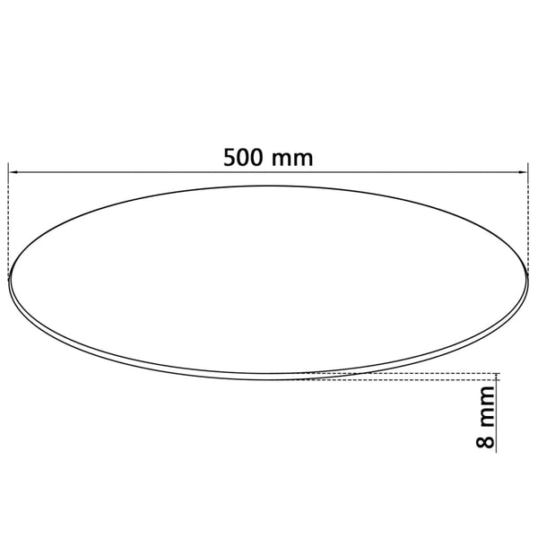 Tempered Glass Table Top Round 500 Millimetre Diameter Furniture Tables