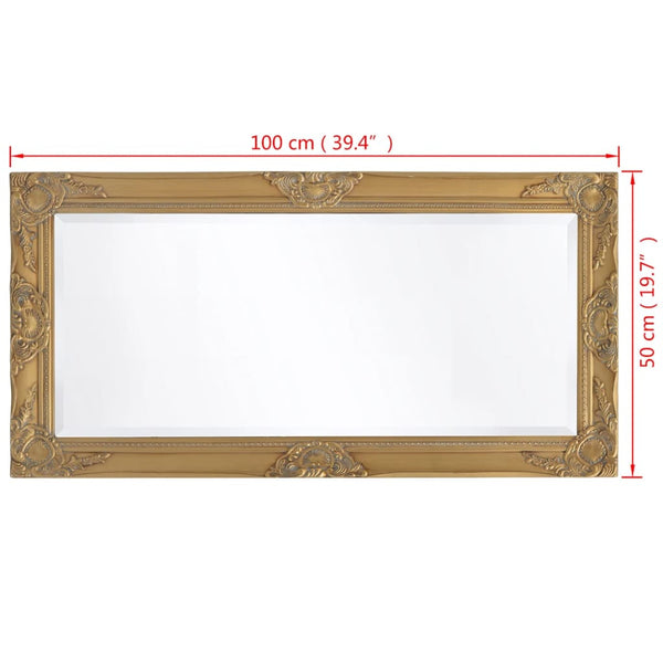 Wall Mirror Baroque Style 100X50 Cm Gold Mirrors
