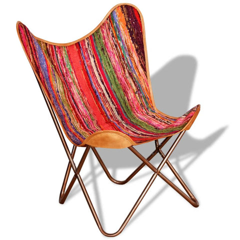 Butterfly Chair Multicolour Chindi Fabric Accent Chairs