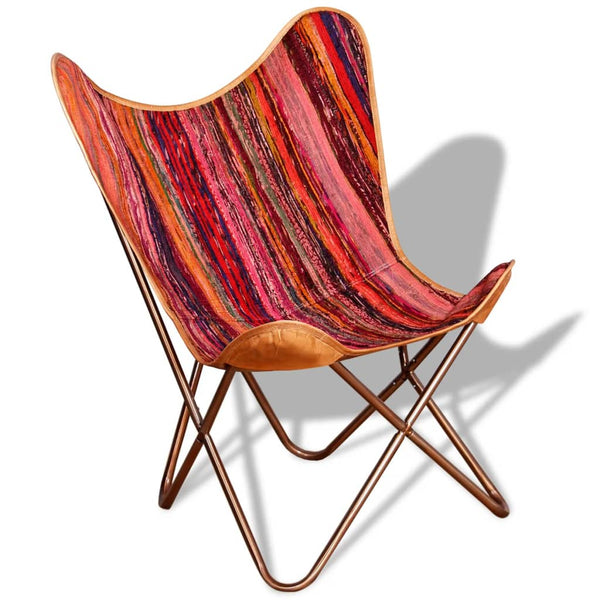 Butterfly Chair Multicolour Chindi Fabric Accent Chairs