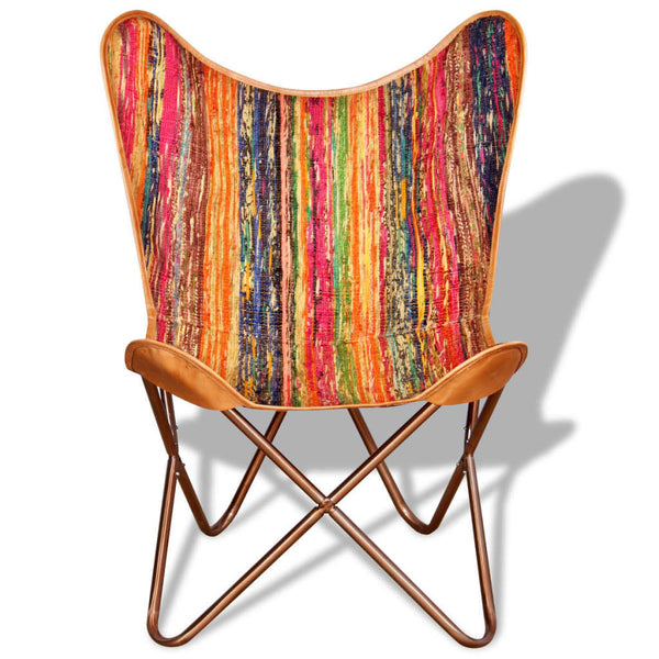 Butterfly Chair Multicolour Chindi Fabric