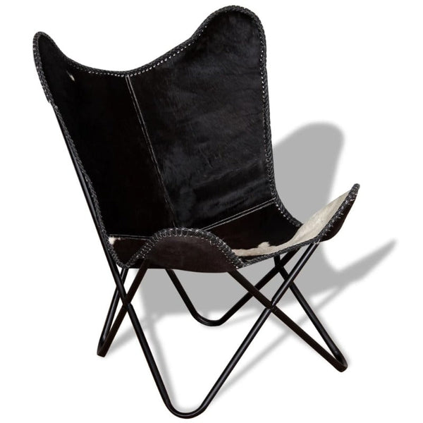 Butterfly Chair Black And White Real Cowhide Leather Chairs