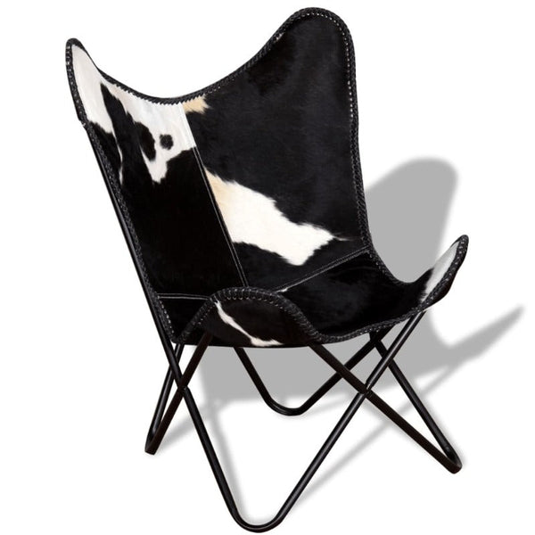 Butterfly Chair Black And White Real Cowhide Leather Chairs