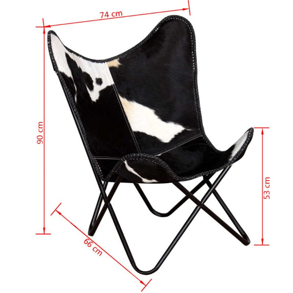 Butterfly Chair Black And White Real Cowhide Leather Chairs