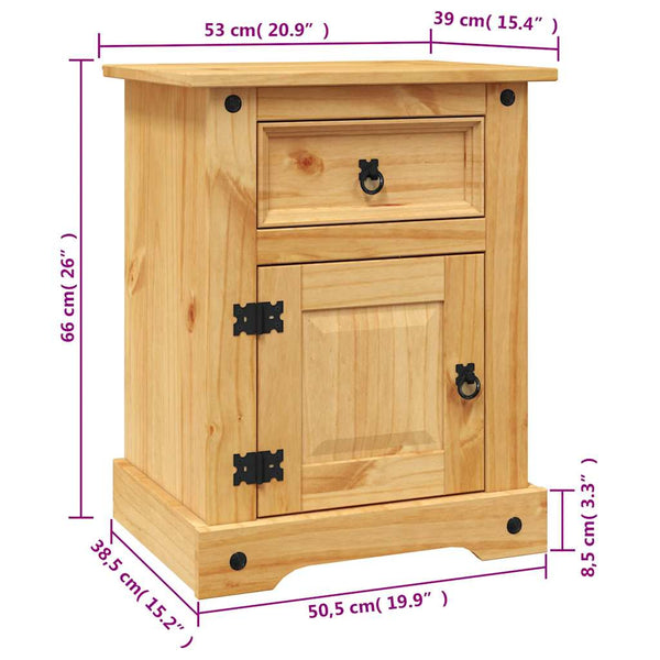 Vidaxl Bedside Cabinet Mexican Pine Corona Range 53X39x66 Cm Bedside Tables