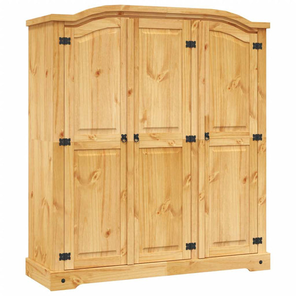 Solid Pinewood Wardrobe With Three Doors And Shelves For Bedroom Furniture Wardrobes
