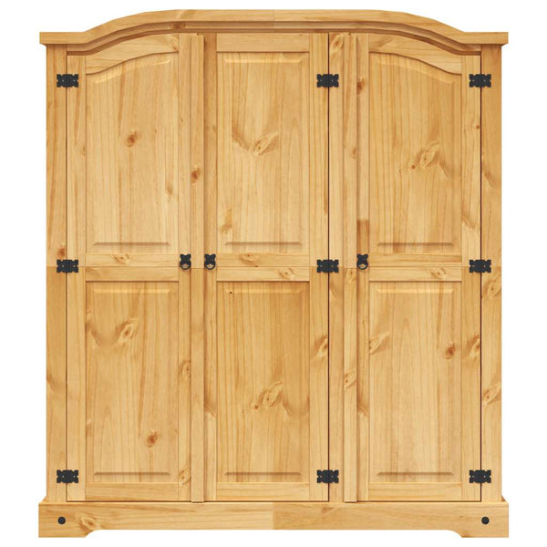 Solid Pinewood Wardrobe With Three Doors And Shelves For Bedroom Furniture Wardrobes