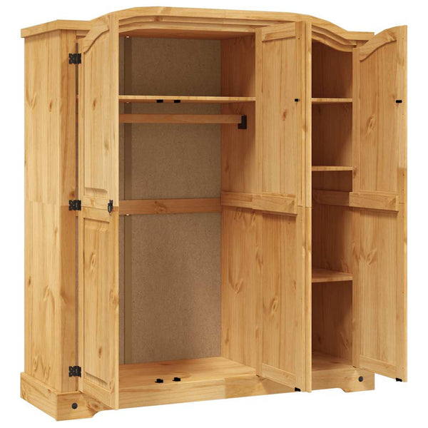 Solid Pinewood Wardrobe With Three Doors And Shelves For Bedroom Furniture Wardrobes