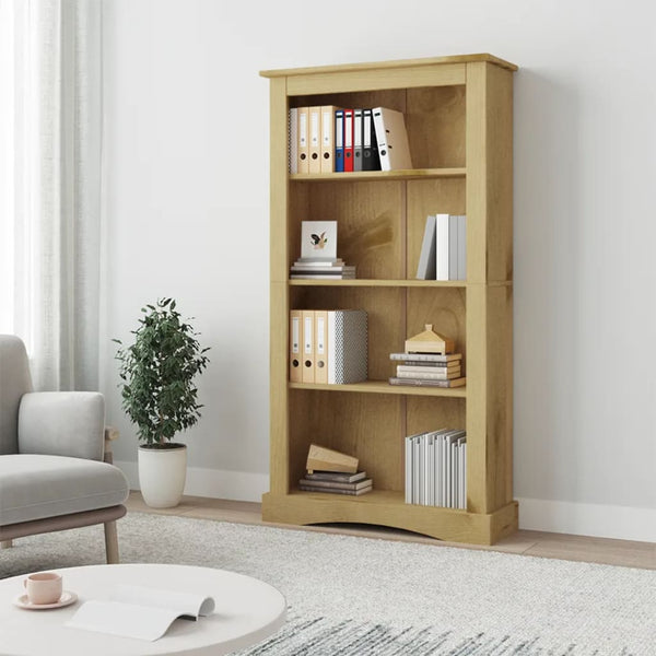 Bookshelves 4 Tier Bookcase Mexican Pine Corona Range 81X29x150 Cm