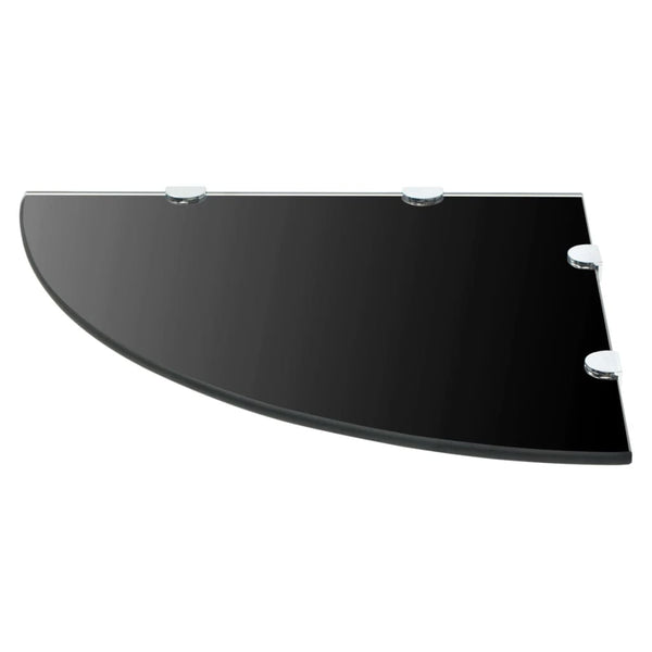 Corner Shelf With Chrome Supports Glass Black 25X25 Cm Storage Boxes