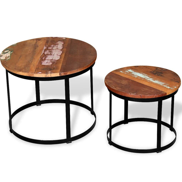 Vidaxl Coffee Table Set 2 Pieces Solid Reclaimed Wood Round 40/50Cm Coffee Tables