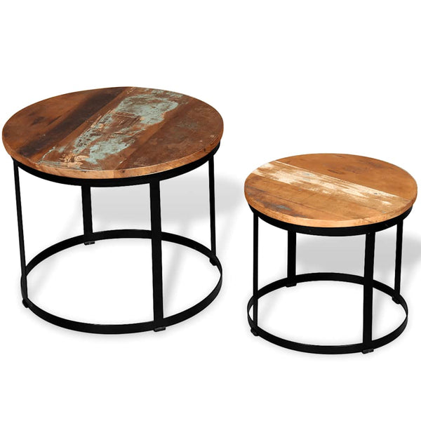 Vidaxl Coffee Table Set 2 Pieces Solid Reclaimed Wood Round 40/50Cm Coffee Tables