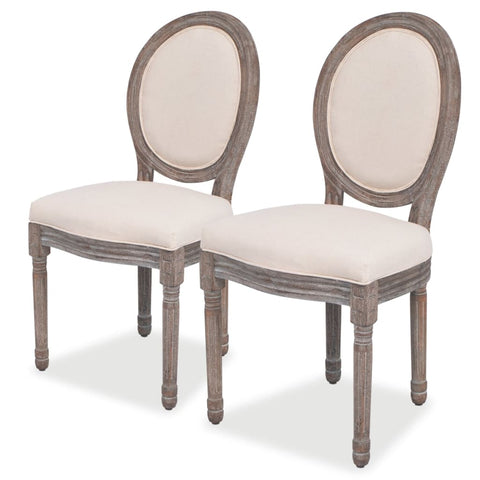 2 Pcs Cream Fabric Dining Chairs