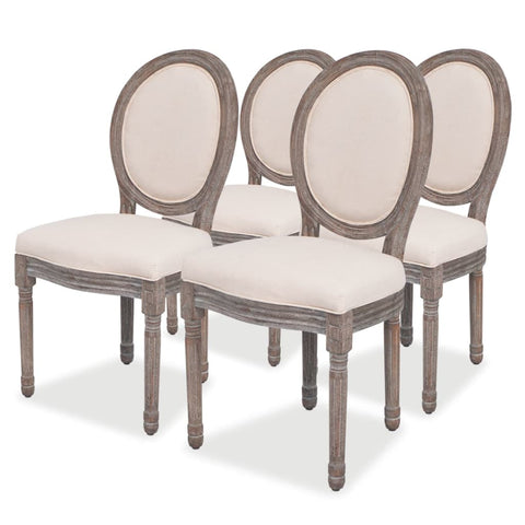 4 Pcs Cream Fabric Dining Chairs