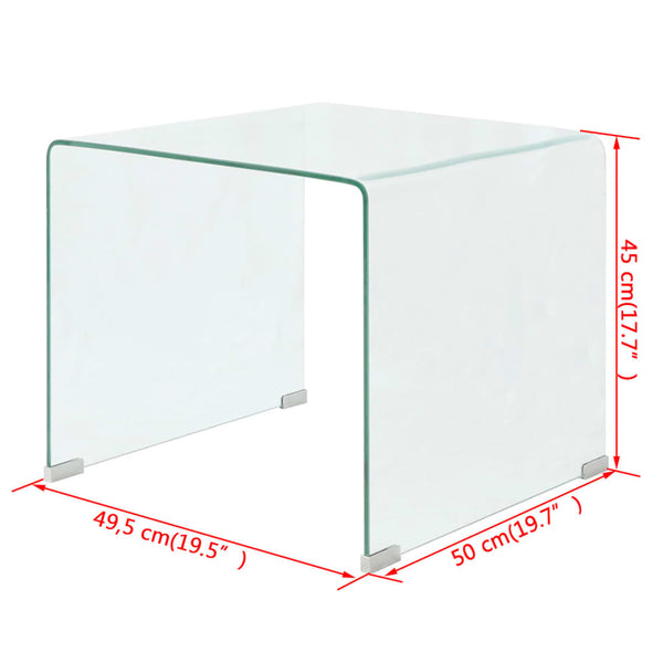 Coffee Table Tempered Glass 49.5X50x45 Cm Clear