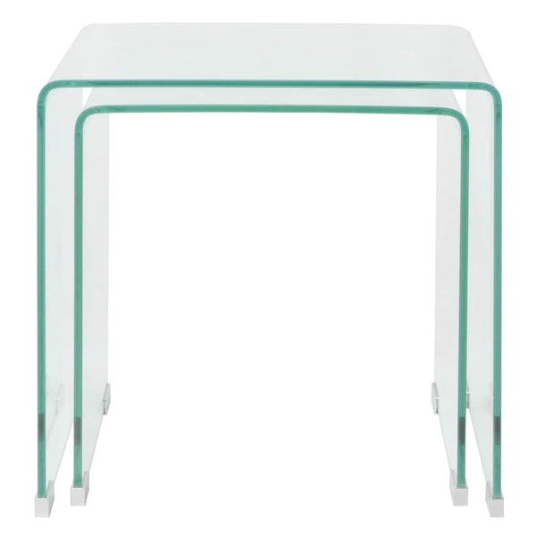 Vidaxl Two Piece Nesting Table Set Tempered Glass Clear Side Tables