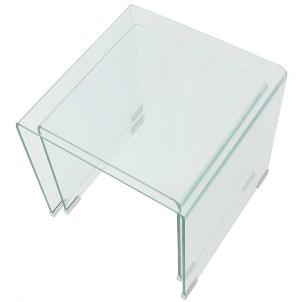 Vidaxl Two Piece Nesting Table Set Tempered Glass Clear Side Tables