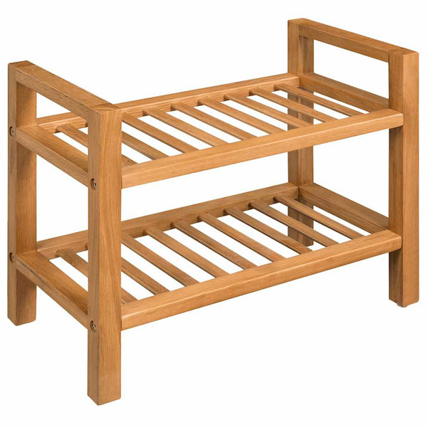 Vidaxl Shoe Rack With 2 Shelves 50X27x40 Cm Solid Oak Wood Shoe Racks
