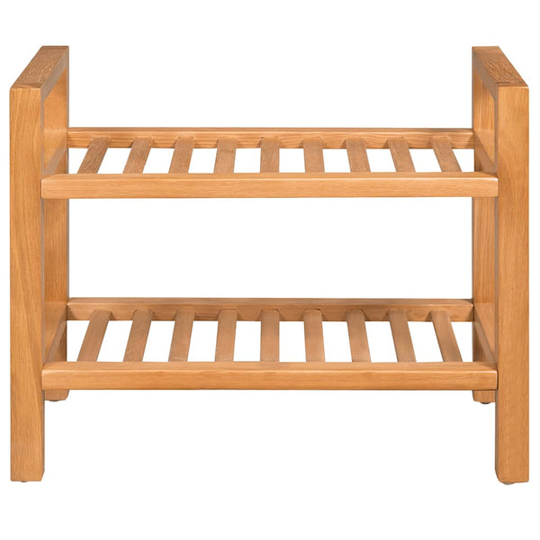 Vidaxl Shoe Rack With 2 Shelves 50X27x40 Cm Solid Oak Wood Shoe Racks