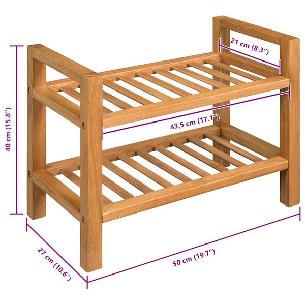 Vidaxl Shoe Rack With 2 Shelves 50X27x40 Cm Solid Oak Wood Shoe Racks