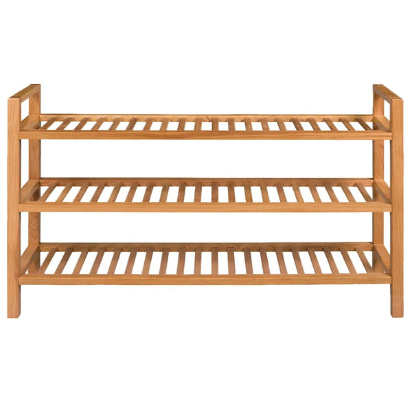 Vidaxl Shoe Rack With 3 Shelves 100X27x60 Cm Solid Oak Wood Shoe Racks
