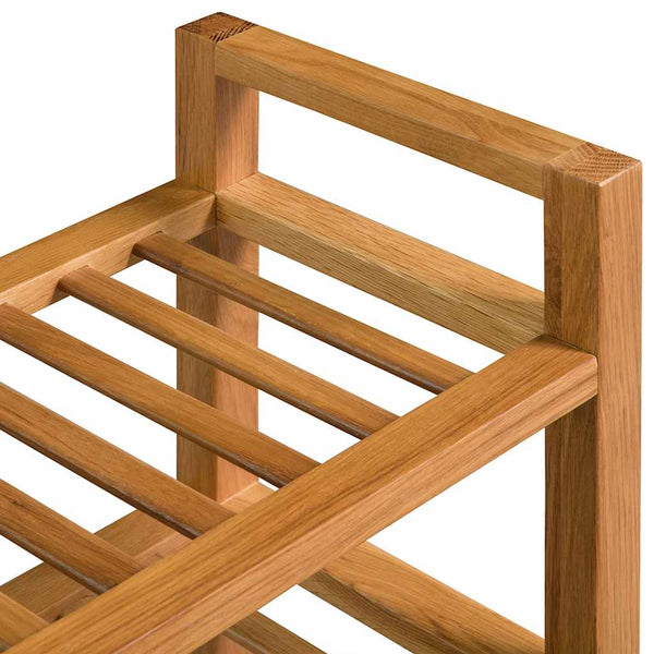 Vidaxl Shoe Rack With 3 Shelves 100X27x60 Cm Solid Oak Wood Shoe Racks