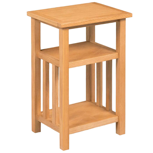 Vidaxl End Table With Magazine Shelf 27X35x55 Cm Solid Oak Wood Side Tables