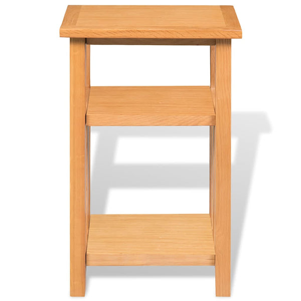 Vidaxl End Table With Magazine Shelf 27X35x55 Cm Solid Oak Wood Side Tables