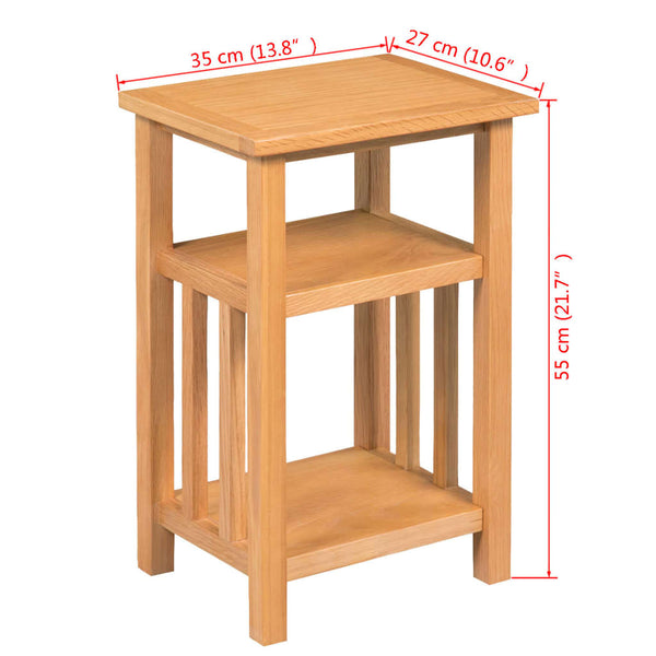 End Table With Magazine Shelf 27X35x55 Cm Solid Oak Wood