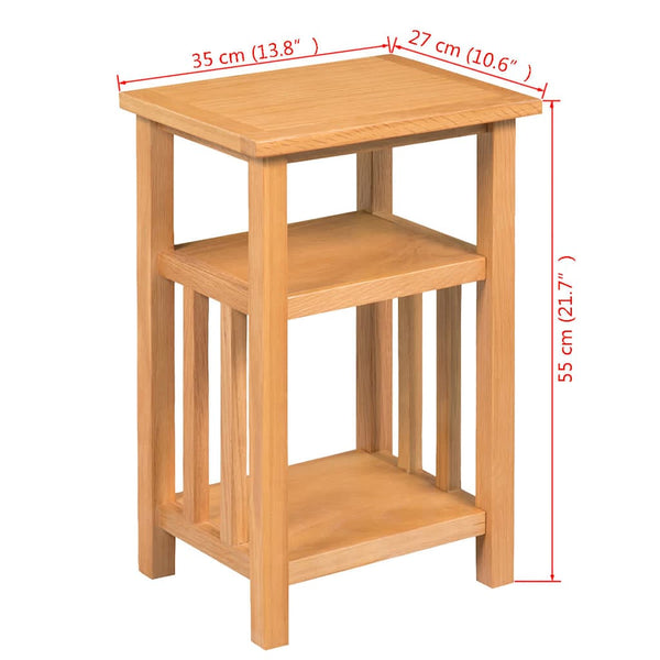 Vidaxl End Table With Magazine Shelf 27X35x55 Cm Solid Oak Wood Side Tables