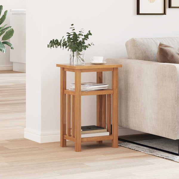 Vidaxl End Table With Magazine Shelf 27X35x55 Cm Solid Oak Wood Side Tables