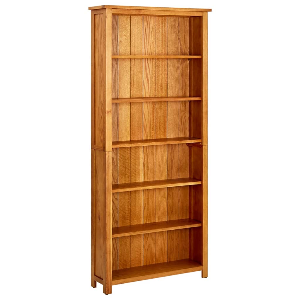 Vidaxl 6 Tier Bookcase 80X22.5X180 Cm Solid Oak Wood Bookshelves