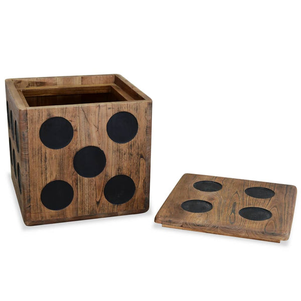 Storage Box Mindi Wood 40X40x40 Cm Dice Design