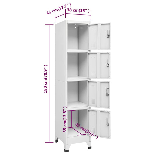 Vidaxl Locker Cabinet With 4 Compartments 38X45x180 Cm Cabinets & Cupboards