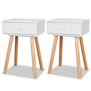Bedside Tables 2 Pcs Solid Pinewood 40X30x61 Cm White