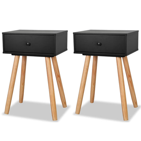 Bedside Tables 2 Pcs Solid Pinewood 40X30x61cm Black