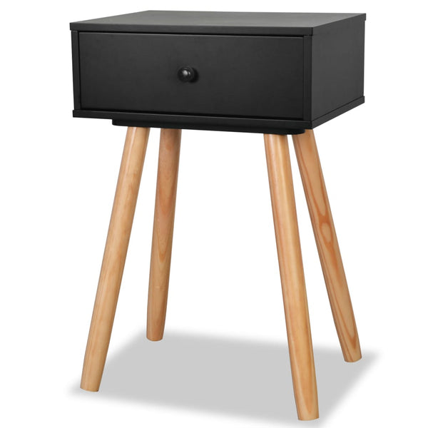 Bedside Tables 2 Pcs Solid Pinewood 40X30x61cm Black
