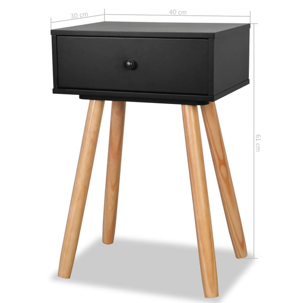 Bedside Tables 2 Pcs Solid Pinewood 40X30x61cm Black