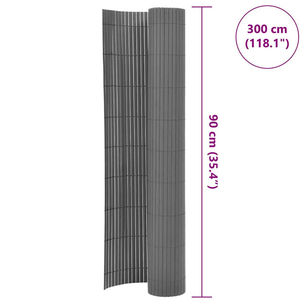 Vidaxl Double Sided Garden Fence Pvc 90X300 Cm Grey Fence Panels
