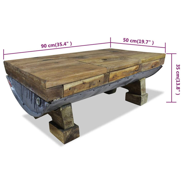 Coffee Table Solid Reclaimed Wood 90X50x35 Cm