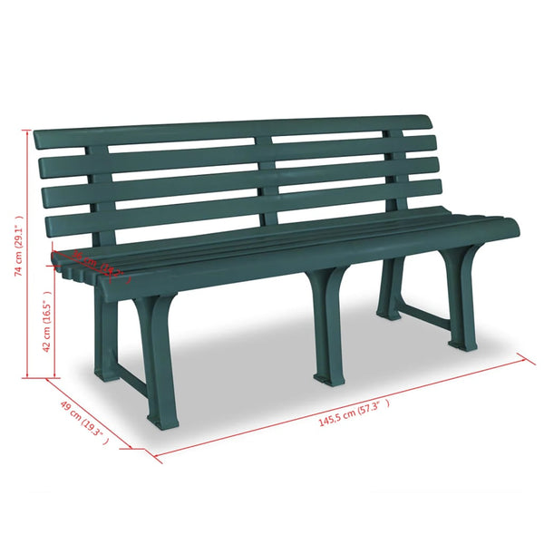 Garden Bench 145.5 Cm Plastic Green Patio Benches