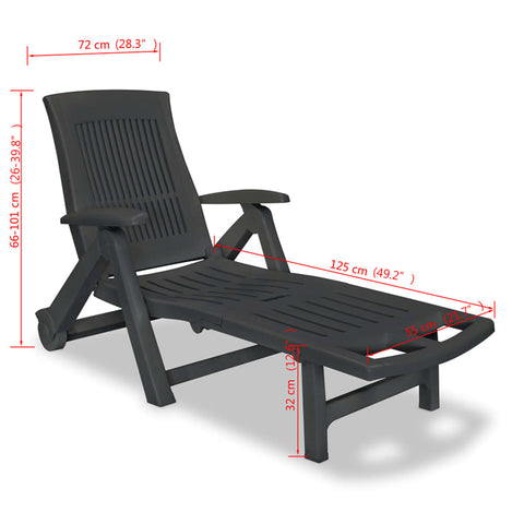 Sun Lounger With Footrest Plastic