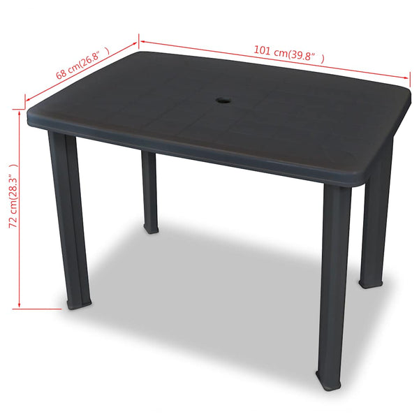 Vidaxl Garden Table Anthracite 101X68x72 Cm Plastic Patio & Garden Tables