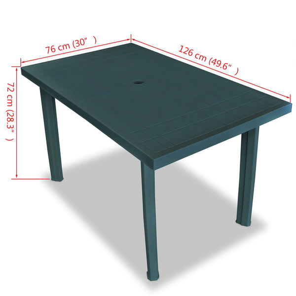 Vidaxl Garden Table Green 126X76x72 Cm Plastic Patio & Garden Tables