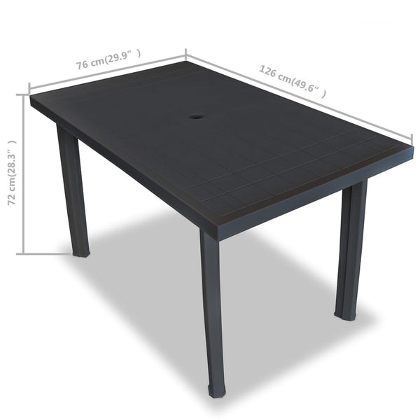 Vidaxl Garden Table Anthracite 126X76x72 Cm Plastic Patio & Garden Tables