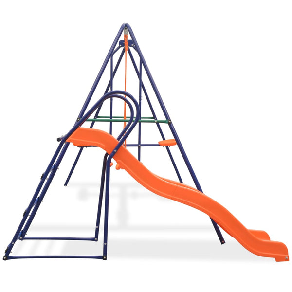 Vidaxl Swing Set With Slide And 3 Seats Orange Outdoor Swings